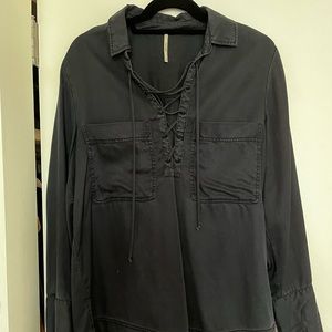 Free People lace tie up shirt